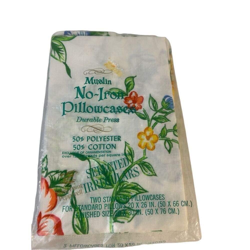 2 West Point Pepperell Pillow Cases No-Iron USA‎ Irregular NEW 20"x26"